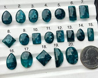 Sea Green Kyanite Rose Cut Gemstones: Neon Flashy Mix Shape, Size 12mm-16mm