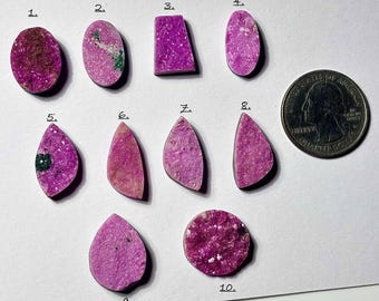 Cobalt Calcite Druzy Cabochon, Loose Gemstone Size 17mm - 21mm Mix Shape For Jewelry Making