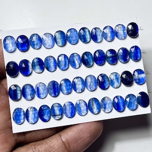 Natural Blue Kyanite Rose Cut Gemstone, Freeform Jewelry Making Stone (7x9mm, 21.42Cts Strip