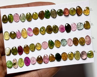 Tourmaline Rosecut Gemstone, Loose Stone Freeform Shape (Size 6mm - 9mm) For Jewelry Making