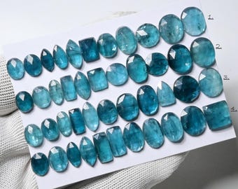 Sea Green Kyanite Rose Cut Gemstones : Natural Flatback Loose Stone for Jewelry Making