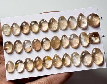 Cabujones lisos de topacio imperial natural: gemas sueltas de base plana para la fabricación de joyas.