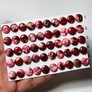 Kingman Red Dahlia Turquoise Cabochon: 10mm Round Gemstone