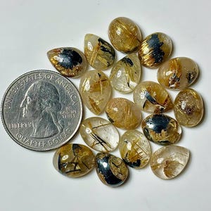 Golden Rutile Quartz Cabochon: Mix Shape Gemstone Lot For Jewelry Making