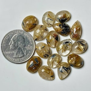 Golden Rutile Quartz Cabochon: Mix Shape Gemstone Lot For Jewelry Making