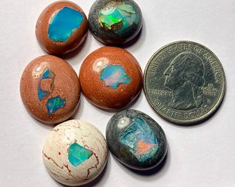 Mexican Cantera Opal Cabochon: Loose Gemstone for Jewelry Making (15-19mm Mix Shape)