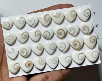 Shiva hartcabochon met oogschelp: natuurlijke edelsteen voor het maken van sieraden