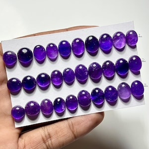 Oval Amethyst Cabochon: Natural Loose Gemstone (8-11mm, 42.30Cts Strip)