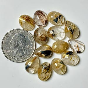 Golden Rutile Quartz Cabochon: Mix Shape Gemstone Lot For Jewelry Making