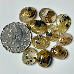 Golden Rutile Quartz Cabochon: Mix Shape Gemstone Lot For Jewelry Making