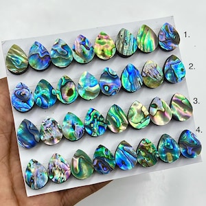 Abalone Shell Flat Back Calibrated Cabochons : Size 12x16mm Pear Shape Loose Gemstone