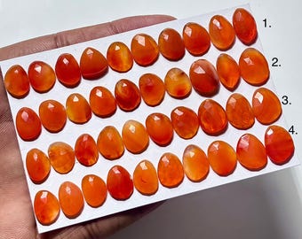 Carnelian Rose Cut Gemstones, Flat Back Loose Stone For Jewelry Making (Size 11mm-14mm)