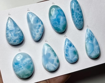 Natural Larimar Cabochon: Smooth Blue Gemstone for Jewelry Making (21-27mm Mix Shape Loose Stone)