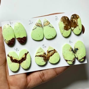 Lemon Chrysoprase Cabochon Pair : Mix Shape Gemstone Earring Pair
