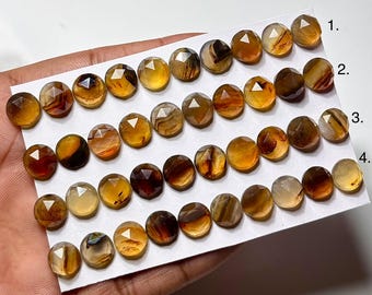 Montana Agate Calibrated Rosecut Gemstone, Montana Agate Size 10x10mm Round Shape Loose Gemstone, Montana Agate Cabochons for Jewelry Making
