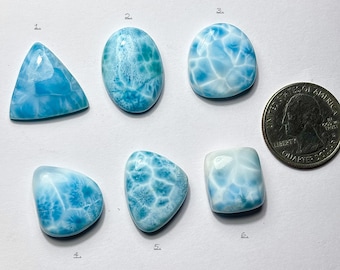 Natural Larimar Smooth Cabochon: Mixed Shape Loose Gemstone for Jewelry Making Rings Pendants