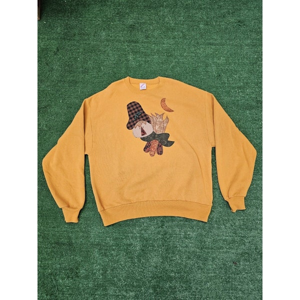 Vintage Fall Harvest Corn Maize Mustard Yellow Sweatshirt Crewneck Large