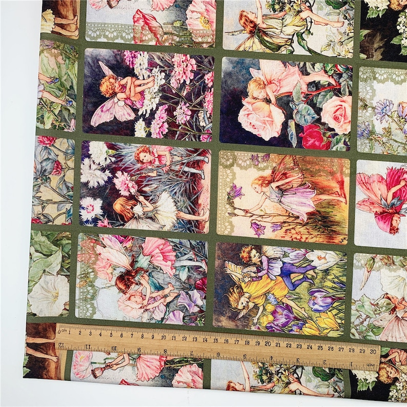 Tissu féerique, jardin féerique, fleurs nocturnes, jardin féerique, tissu en coton Michael Miller fées, pétale rose, fées, tissu image 2