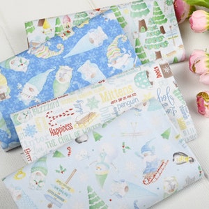 Tela de enano navideño, material navideño de muñeco de nieve, tela acolchada de algodón Manual diy de algodón Artesanía de dibujos animados para niños tela de algodón de media yarda
