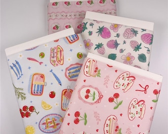 Cute Strawberry Cherry cotton fabric, Fruit bow Poplin cotton fabric, sardine fabric,  strawberry fabric, beach thin quilting fabric