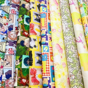 lovely cartoon Animals 100% Cotton Fabric, Forest Animals,cartoon, motorcycle, snacks, flower Showa fabric Digital Print Cotton Craft