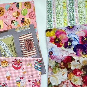 flower Fabric chocolate biscuit Fabric 100% Cotton Fabric snacks Fabric Needlework Fabric Perfect for Crafting, Facemasks, Cushions, Craft