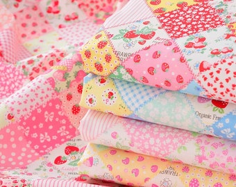 strawberry Diamond fabric, fruit and flowers fabric swathes, fabric fro crafting, quilting fabric, craft fabric, cotton fabric, florals