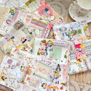 Tela de popelina fina 100 % algodón Tela de muñecas de papel vintage para niñas/Tela de algodón linda para muñecas de papel para niñas Material DIY Tejido textil hecho a mano