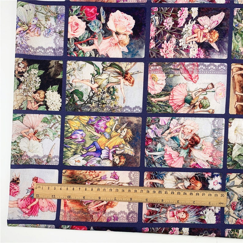 Tissu féerique, jardin féerique, fleurs nocturnes, jardin féerique, tissu en coton Michael Miller fées, pétale rose, fées, tissu image 4