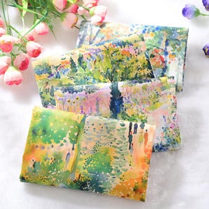 Tela Floral Acuarela Campo Tela bosque Tela 100% Algodón, Tela de pared de flores, artesanía y confección, acolchado Tela hecha a mano
