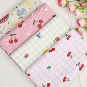 cartoon Fruit strawberries Watermelon and banana cherry Fabric 100% Cotton Fabric, diy manual Craft cartoon kids cotton fabric half yard