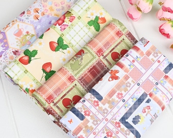 cartoon Fruit strawberries butterfly Flower puzzle Fabric 100% Cotton Fabric, diy manual Craft cartoon kids cotton fabric half yard