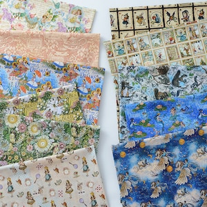 Vintage Starry Mermaid 100% Cotton Fabric-Old Newspaper Fabric Floral fairy Fabric diy for Crafting, Facemasks, Cushions, Craft fabric