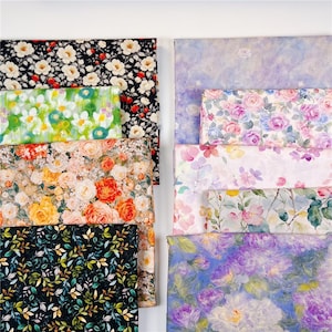 Purple Floral oil painting Cotton  Fabric floral print Cotton fabric Home Textile Sewing Quilting DIY Needlework Material