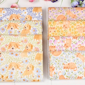 Flower dog print fabric Cotton Plain fabric paw prints cotton fabric puppy fabric  fabric/diy beautiful cotton fabric