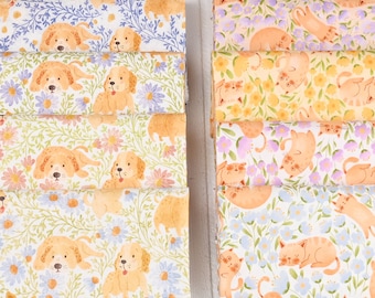 Flower dog print fabric Cotton Plain fabric paw prints cotton fabric puppy fabric  fabric/diy beautiful cotton fabric