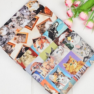 100% Cotton fabric dog Cat Fabric Limited patt Photo cat dog pet fabric, kitten fabric, craft and clothing, quilting fabric By The Half Yard