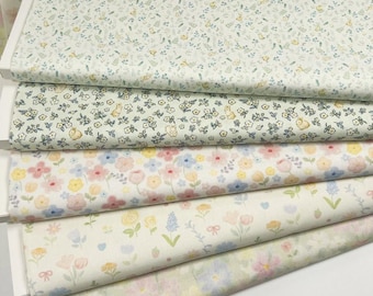 Tiny rabbit Floral Print Cotton  Fabric 100% Cotton fabric Tiny Print fabric, flower fabric, craft and clothing, quilting Handmade fabric