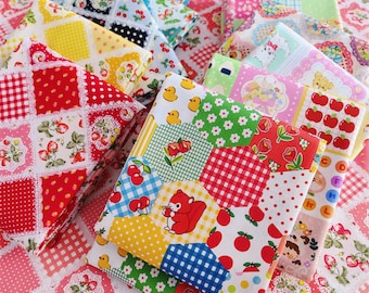 Tecido 100% algodão - Lindo tecido patchwork com estampa de morangos e renda. Tecido perfeito para artesanato, saias e outros projetos DIY.