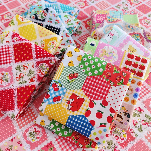 100% Cotton Fabric-Cute patchwork strawberry lace fabric Fabric Fruit Girl Fabric Perfect for Crafting, handwork diy Skirts Craft