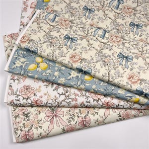 bloemenstrik katoen bloemenstof retro 100% katoenen stof, lentegroene feeënstof, ambacht en kleding, quilten handgemaakte stof