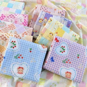 Cartoon Strawberry Bear patchwork Fabric Summer thin fabric 100% Cotton poplin Fabric Cute Fabric  for Crafting, Cushions, Craft，Skirts