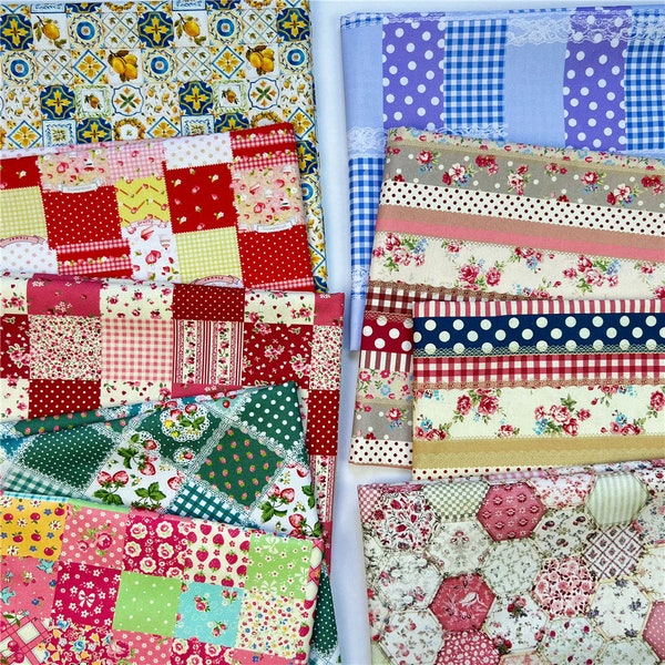 Cute patchwork strawberry flower fabric 100% Cotton Fabric red lattice Fabric for Crafting, handwork diy Skirts Craft Handmade fabric