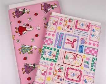 Tela de algodón con un lindo patito, tela de algodón popelina con lazo de animales, tela de mascotas, tela de frutas, material para bordado DIY