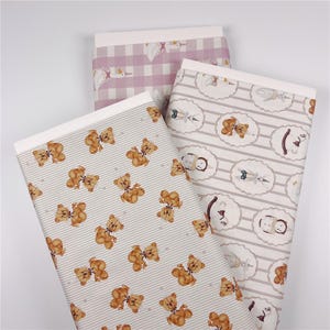 toy Bear Fabric Cotton Fabric - goose Printed bow Cherry Fabric 100% Cotton Fabric bear Fabric Needlework Fabric for Crafting