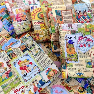 100% Baumwolle Uni Vintage Cartoon Zeitung Mädchen Bär Stoff / niedliches Papier Doll Girl Baumwollstoff durch den halben Yard DIY handgemachtes Fertigkeit