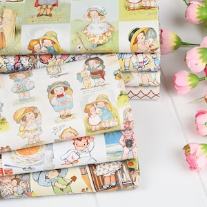 Tessuto di cotone 100%, semplice/vintage, per bambole di carta, per ragazze, per panetterie/tessuto di cotone per bambole di carta carine, materiale fai da te, tessuto tessile fatto a mano