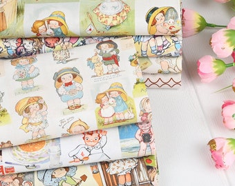 100% cotton Plain /Vintage Paper Dolls Bakery Girls Fabric/Cute Paper Doll Girl cotton fabric Material DIY Handmade Textile Tissue