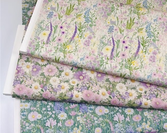 Spring Wildflower Designs Quilting Dress Quality Sewing cotton Thin poplin Fabric Material ,Pink and Purple floral quilting fabric