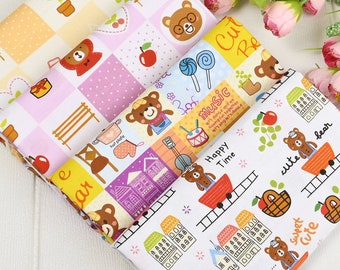 Cartoon Bear Fabric 100% Cotton Fabric Toys bear fabric Needlework Fabric Handmade Accessories  Cotton Fabrics For DIY Material Textile